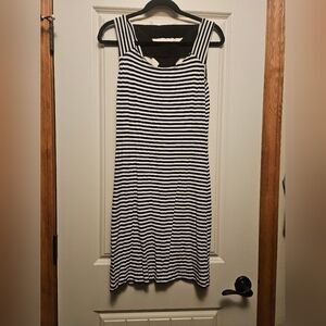 Sqint Trooax West Black And White Striped Sleeveless Dress